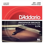 D'addario EJ74 Mandolin Strings Phosphor Bronze Medium 11-40