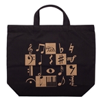 Albert Elovitz Tote Bag Music Motif Black and Gold