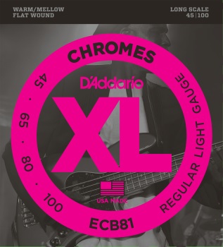 DADDARIO ECB81 XL Chromes Bass Guitar Strings Light 45-100 Long Scale