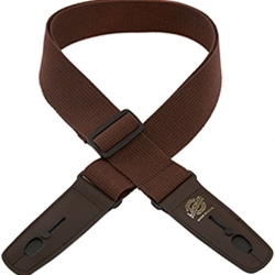 Henry Heller LIS048C2BRN/BRN Lock-It Straps Series - Cotton Brown Guitar Strap