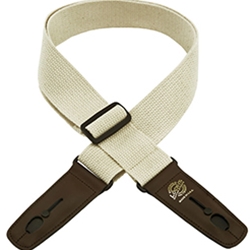 Henry Heller LIS049C2NAT/BRN Lock-It Straps Series - Cotton Nat Guitar Strap