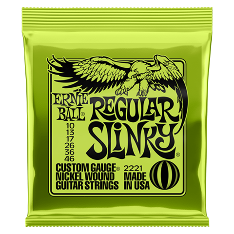 EB2221 Ernie Ball Regular Slinky Nickel Wound Electric Guitar Strings, 10-46