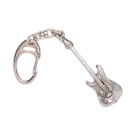 Music Gifts Pewter Keychain Stratocaster Guitar