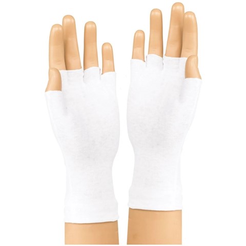 StylePlus Long Wristed Fingerless Cotton Marching Glove White