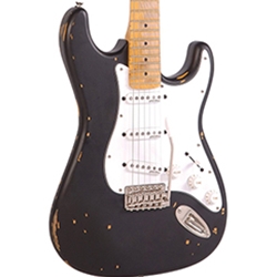 Vintage Guitars V6MRBK Strat Style Electric Distressed SSS